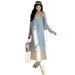 Summer New Korean Style Blue Strap Cardigan Two-Piece Set Maternity Dress_ecoleips.com