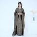 Women's Clothing Elegant Batwing Sleeve Leopard Print Maxi Dress With Scarf - Polyester Flowy Long Dress For Women, Office & Casual Wear_ecoleips.com