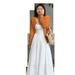Autumn New Korean Fashion Mid-Length Maternity Dress + Knitted Cardigan Two-Piece Set For Pregnant Women_ecoleips.com