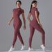Women's Clothing Zipper Short Sleeved Yoga Suit Jumpsuit Quick Drying Breathable Outdoor Sports Tight Jumpsuit Fitness Clothes_ecoleips.com