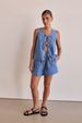 K Fashionable And Casual Sleeveless Lace Up High Waisted Women's Vest Denim Suit Shorts_ecoleips.com