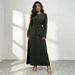 Cross Border Best Selling Simple And Versatile Nida Solid Color Dress_ecoleips.com