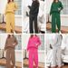 Women's Casual Lounge Set - Trendy Long Sleeve Top & Wide Leg Pants Outfit, Comfortable Matching Sportswear_ecoleips.com