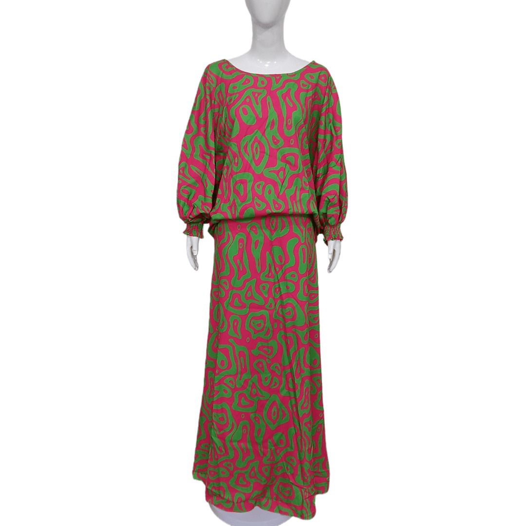 Women's Plus Size Loose Fit Floral Print Long Sleeve Top And High Waist Maxi Skirt Set – Casual Summer Outfit_ecoleips.com