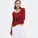 2025 New Fashionable Women's Solid Color Knit Sweater With Buttoned Ribbed Round Neck, Versatile Long-Sleeve Top For_ecoleips.com
