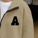 Women's Fleece Stand Collar Pullover Hoodie With Embroidery Letter Print, Cozy Loungewear For Fall & Winter, Casual Streetwear, Loose Fit, XS-XXL_ecoleips.com