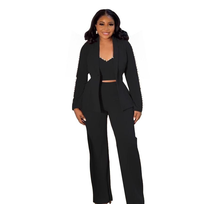 Women's Clothing Commuter Pearl Lapel Suit Three Piece Suit_ecoleips.com