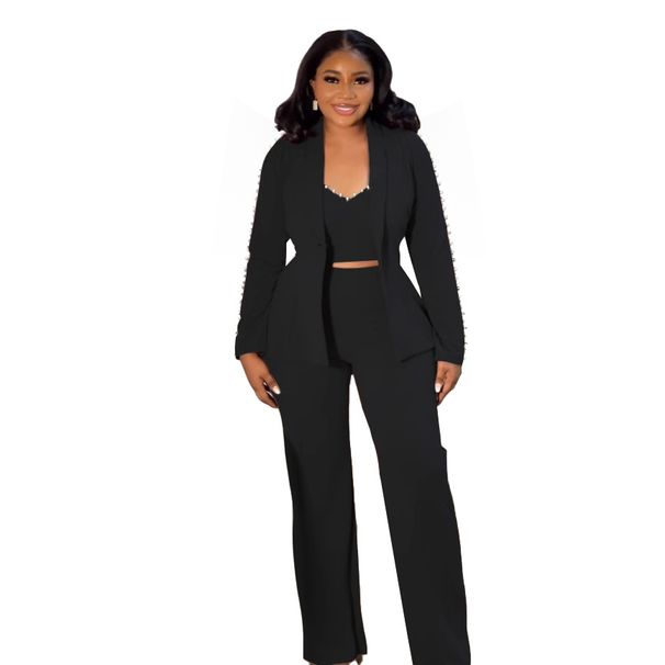 Women's Clothing Commuter Pearl Lapel Suit Three Piece Suit_ecoleips.com