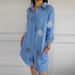 Women's V-Neck Floral Print Shirt Dress, Long Sleeve Linen Blend Button Down Maxi Dress For Casual Elegance_ecoleips.com