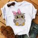 European And American Cross-border Foreign Trade Wholesale Clothing Cute Cartoon Owl Round Neck Plus Size Short-sleeve_ecoleips.com