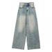 2024 Spring/Summer New Vintage Washed Denim Jeans For Women, American Style Loose Design, Slimming, Floor-Length_ecoleips.com