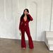 Spring Summer Women's Lace Top And Pants Two Piece Set Long Sleeved Hollow Out Cardigan Tie Waist American Style_ecoleips.com