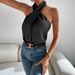 2026 Summer New European And American Women's Clothing Satin Neck Sleeveless Vest Crossed, Satin Imitation Silk Top_ecoleips.com