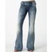 Women's Clothing Retro Side Button Mid Waist Slightly Flared Jeans_ecoleips.com
