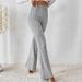 Women's Knit Jacquard Flared Pants - Street Style Low Waist Comfortable Stretchy Long Pants For Casual Wear_ecoleips.com