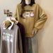 Two-tone Patchwork Polo Collar Long-sleeve Sweatshirt For Women, Spring And Autumn Thin Style, Korean Version, Loose_ecoleips.com