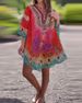 2025 Spring New European And American Cross-Border Fashion V-Neck Ethnic Style Printed Loose Blouse Top For Women_ecoleips.com