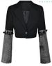 European American Style Unique Color-blocked Denim Jacket For Women, New Autumn Design With Stylish Cuffs And Belt,_ecoleips.com