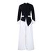 Women's Clothing Spring New Fashion Trumpet Sleeve Top Pleated Wide Leg Pants Suit Two Piece Suit_ecoleips.com