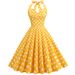 bestseller: Vintage Polka Dot Halter Neck Backless Lace-up Slim-fit Waist-cinching Court-style Large Hem_ecoleips.com