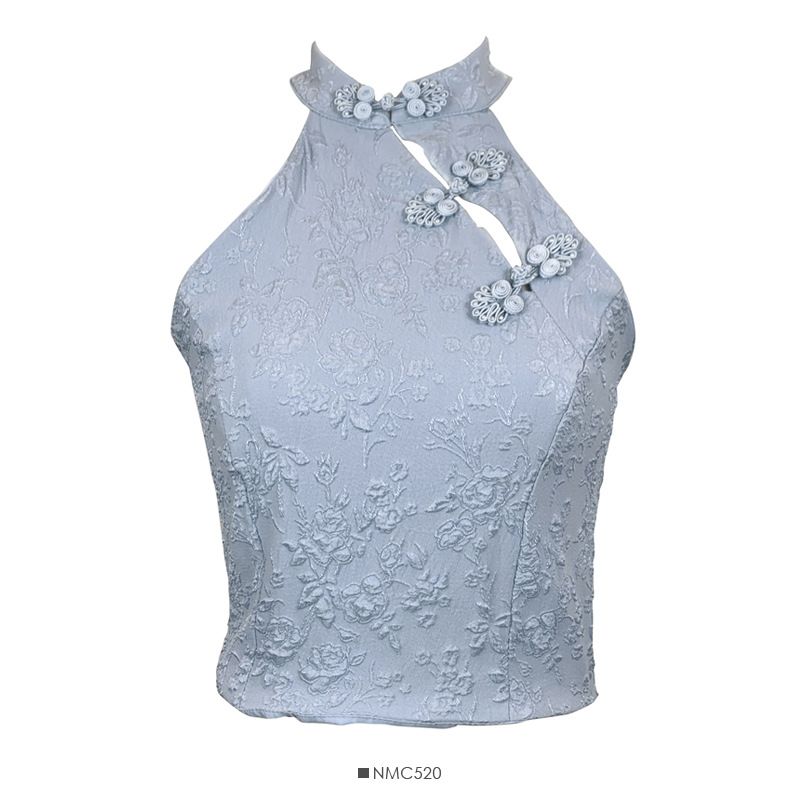 Retro Halter Neck Short Vest Women's Slim Fit Embroidered Backless Camisole Chinese Style 2023 New Fashion Top_ecoleips.com