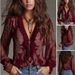 Voya Women's Romantic Boh Deep Deep V-neck Paisley Ruffle Chiffon Lining Top Available In Multiple Colors_ecoleips.com