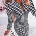 Women's Clothing Women's Houndstooth Dress Short Skirt Long Sleeve Hot Selling Fashionable Elegant For Formal & Casual For Women_ecoleips.com