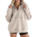 Women's Fleece-Lined Zip-Up Hoodie – Oversized Streetwear Pullover With Contrast Pocket Panels, High Neck Long Sleeve Sweatshirt (S-XXXL)_ecoleips.com