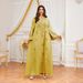 Elegant Embellished Abaya Dress For Women - Long Sleeve Muslim Prayer Dress With Rhinestone Detailing - Modest Loose Fit Dubai Islamic Fashion_ecoleips.com