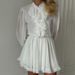 Women's French Style Elegant Short Dress Ruffled Hem Stand Collar Long Sleeves Elastic Waist A-Line Skirt Cross Border Design_ecoleips.com