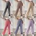 Women's Clothing Women's Plaid Print Straight Wide Leg Pants New Style_ecoleips.com