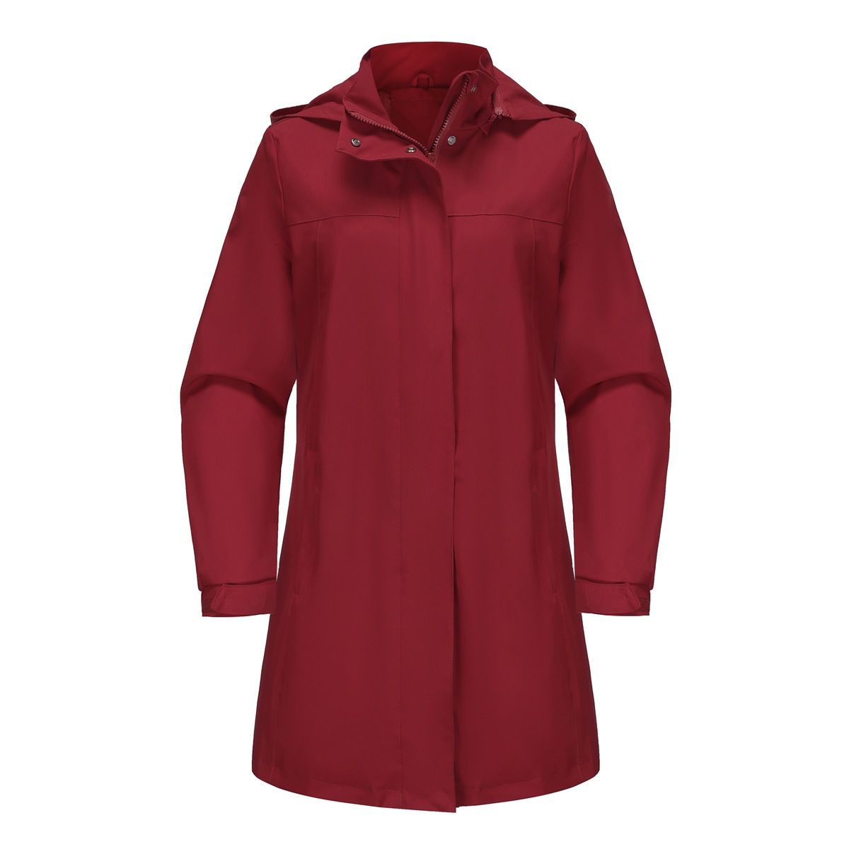 Women's Lightweight Water-Resistant Hooded Trench Coat With Detachable Hood, Long Sleeve Casual Jacket For Spring & Fall, Loose Fit Travel Windbreaker_ecoleips.com