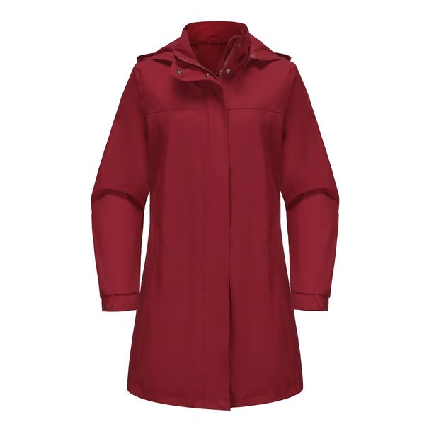 Women's Lightweight Water-Resistant Hooded Trench Coat With Detachable Hood, Long Sleeve Casual Jacket For Spring & Fall, Loose Fit Travel Windbreaker_ecoleips.com