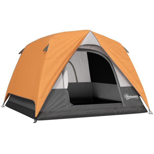Tienda De Camping Para 4 Personas Impermeable Fácil Instalación Y Bolsa De Transporte Incluida 200x200x135 Cm Gris_ecoleips.com