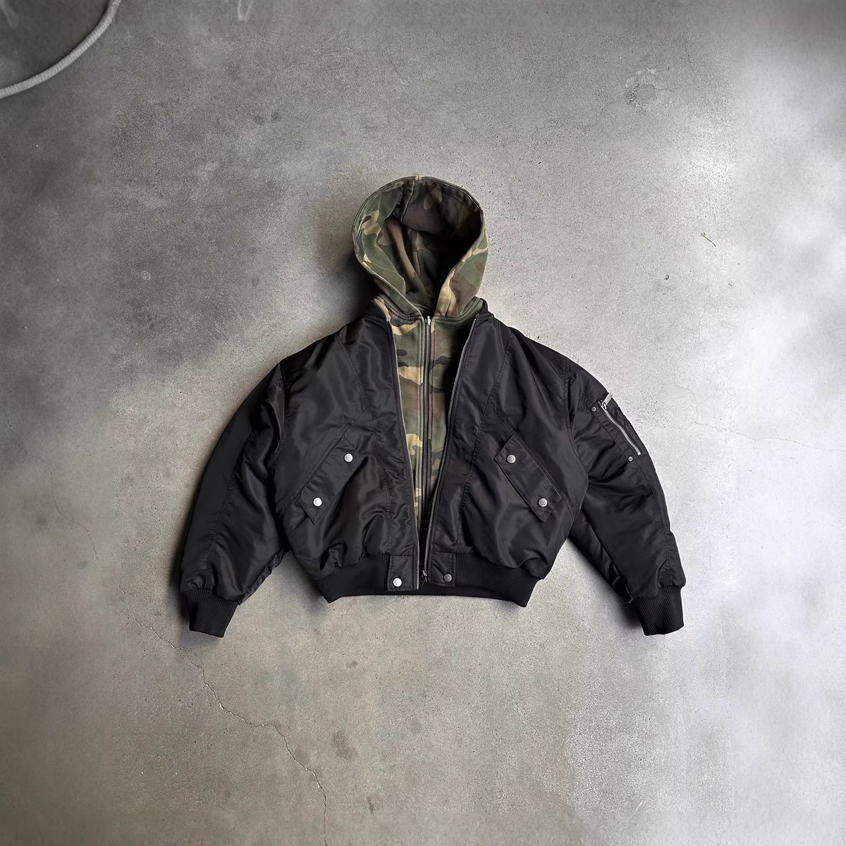 Unisex American Camouflage Hoodie Heavyweight Dark Style Layered Oversized Design Unique Sweatshirt for Women_ecoleips.com