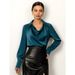 Women's Clothing Women's Work Wear Autumn New White Mature Tops Long Sleeves Women's Irregular Collar Drape Shirt_ecoleips.com