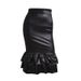 L8032 Women's Fashion Zipper Bodycon Leather Mermaid Midi Skirt_ecoleips.com