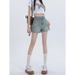 Retro High Waist Ripped A-Line Denim Shorts for Women Summer Style Thin Loose Slimming Light Color plus Size Hot Pants for Chubby Girls_ecoleips.com