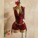 Women's Clothing Women's Retro Gradient Print Mesh Jumpsuit Deep V Neck Metal Decoration Style Layered Ruffle Design_ecoleips.com