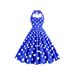 Retro Polka Dot Halter Neck High Waist Full Skirt Dress for Women European American Style Stage Group Performance Cross Border Spot Goods_ecoleips.com