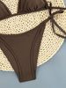 Brown Tied Bikini Swimsuit Set_ecoleips.com