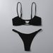 Women's Clothing Women's Two Piece Swimsuit Solid Color Suspenders Sexy Thong Bikini Swimsuit_ecoleips.com