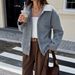Women's Clothing Elegant Long Sleeved Jacket Vest Coat European American Style Autumn Winter Outerwear For Ladies_ecoleips.com