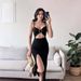 Hollow Out Slit Strappy Bodycon Maxi Dress Summer Solid Color Slim Fitting Long Party Dress For Women_ecoleips.com