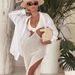 Women's Clothing Solid Color Sexy Hollow Knitted Beach Bikini Swimsuit Blouse_ecoleips.com