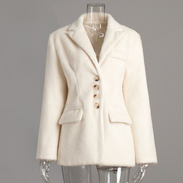 Women's Clothing Soft Oversized Lapel Fleece Coat Women's Long Sleeve Trench Coat Winter Fall Fashion Outerwear In Cream Pink Gray_ecoleips.com