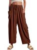 Women's Casual Cotton Linen Pants Pleated Mid Waist Straight Leg Elastic Waist Spring Summer American Style_ecoleips.com