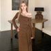 Women's 2 Piece One Shoulder Long Sleeve Top And High Waist Asymmetrical Midi Skirt Set – Slimming Fall Winter Outfit_ecoleips.com