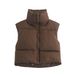 Women's new cotton-padded vest zipper standing collar vest_ecoleips.com
