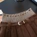 High Waist Slimming Pleated Midi Skirt For Women American Retro Knit Patchwork Mini Skirt For Hot Girls Autumn New_ecoleips.com